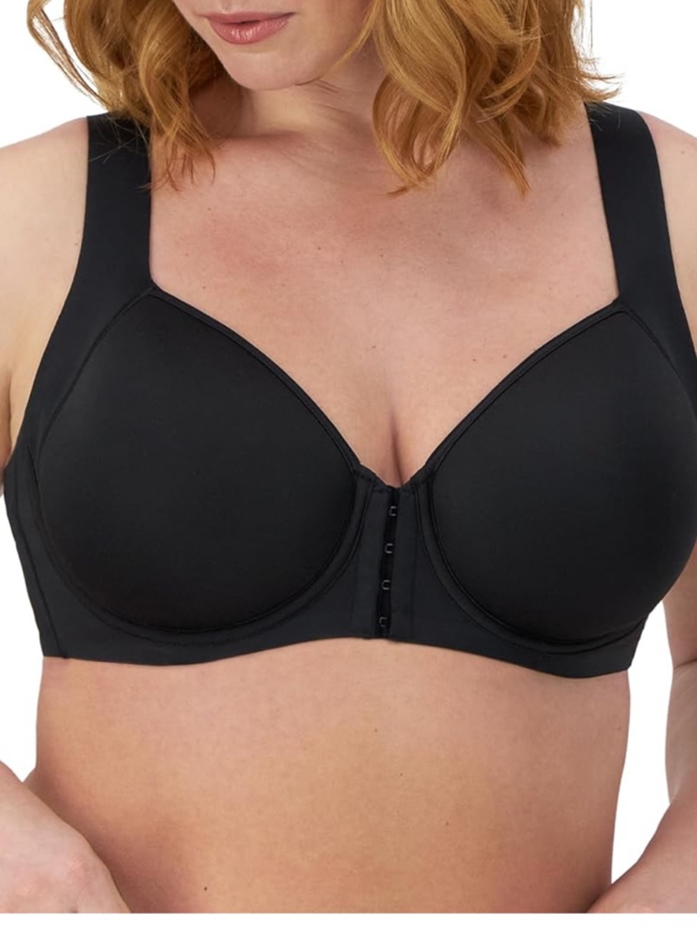 Bali Women's One Smooth U Posture Boost Eversmooth Back Underwire Bra in Black